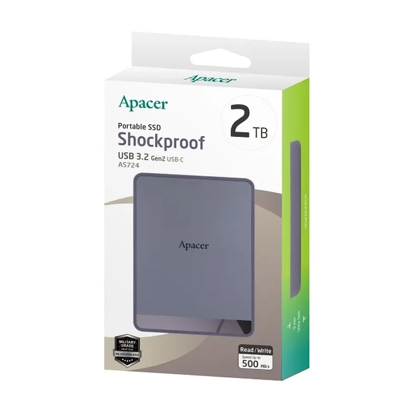 Портативний SSD Apacer AS724 2TB USB 3.2 Gen.2 Type-C Read/Write 500MB/s Mauve - фото 2