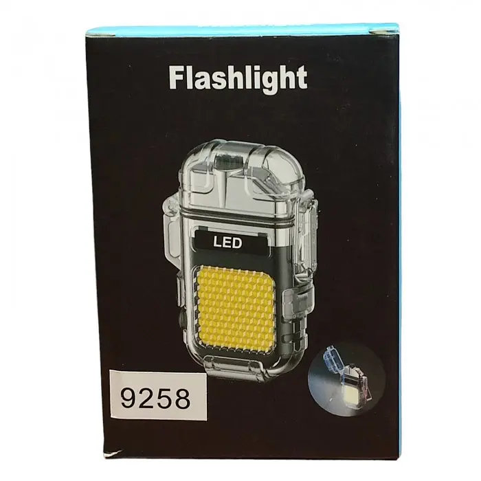 Запальничка електроімпульсна Flashlight 9258 USB з ліхтариком, чорна, спіральна - фото 8