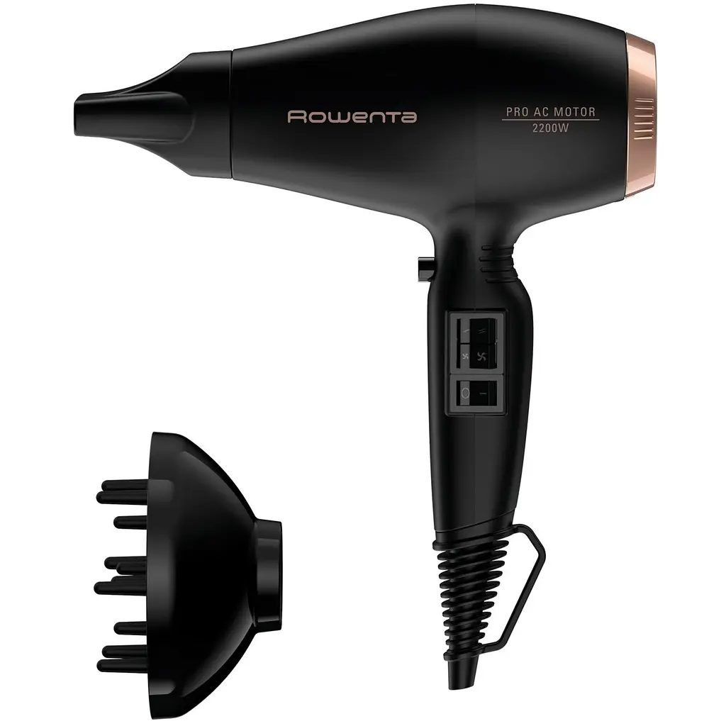 Фен Compact PRO+, 2200Вт, 2 режима, диффузор, иониз-я, холл. обдув, черный ROWENTA teh0017604 - фото 2