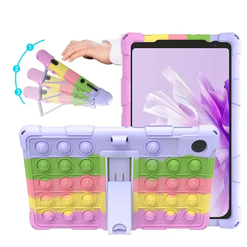 Чехол SoftGel Kids детский pop-it Samsung Galaxy Tab A9 SM X110 X115 X116 Радуга Светло-розовый - фото 2