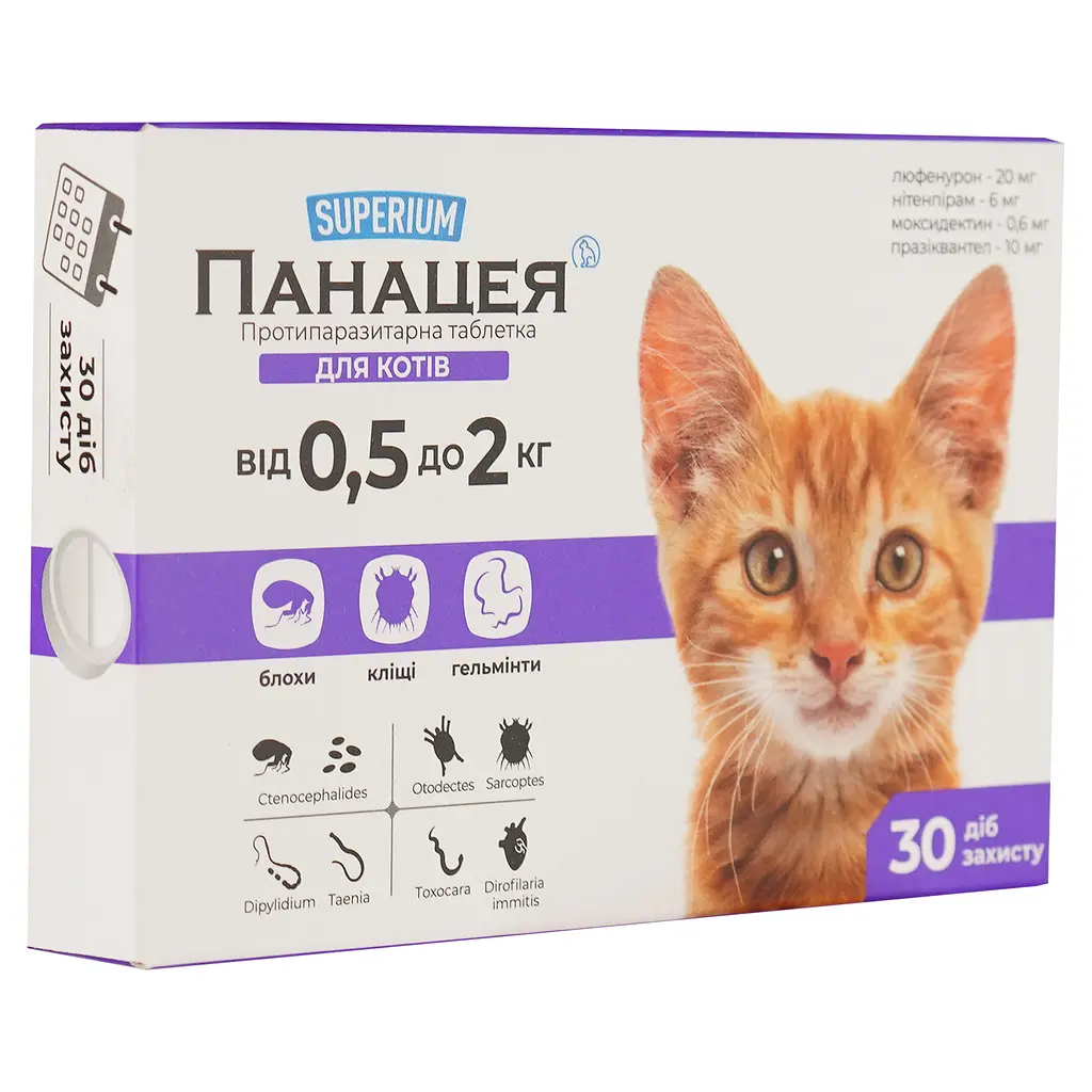 Протипаразитарні пігулки Superium Панацея для котів 0.5-2 кг 1 шт. - фото 3