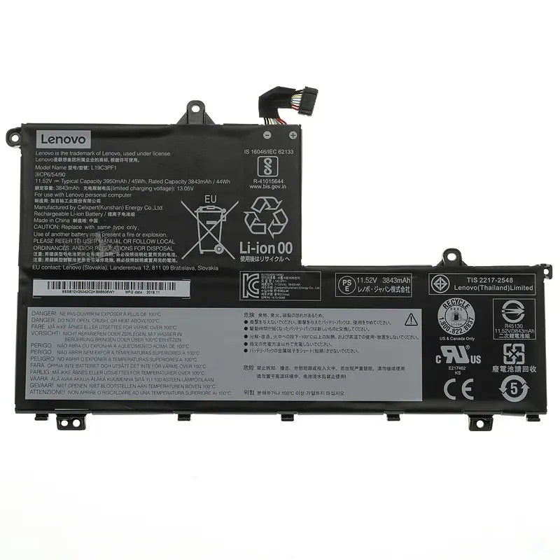 Батарея для ноутбука Lenovo L19L3PF8 (ThinkBook 14-IML 14-IIL 15-IIL 15-IML) 11.1V 4050mAh 45Wh Чорний - фото 2