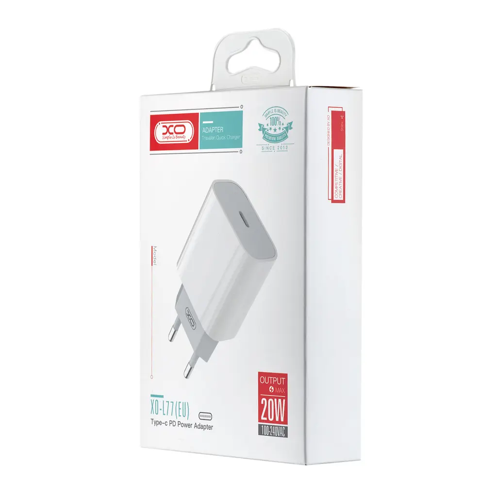 Мережевий зарядний пристрій XO L77 EU 20W PD Fast charger single head Білий - фото 2