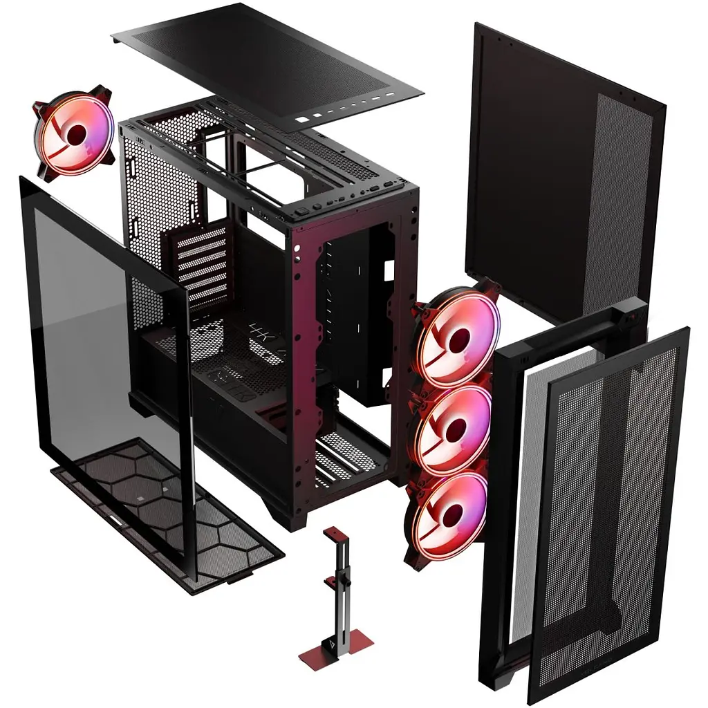 Корпус Modecom VOLCANO EXPANSE S ARGB 4x140 мм fans MIDI USB 3.0x2+TYPE-C BLACK без БЖ ATX (AT-EXPANSE-SG-10-000000) - фото 8