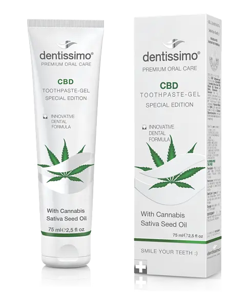 Зубна паста-гель Dentissimo CBD (Каннабідіол), 75 мл — Протизапальна дія та відновлення емалі (THC-Free)