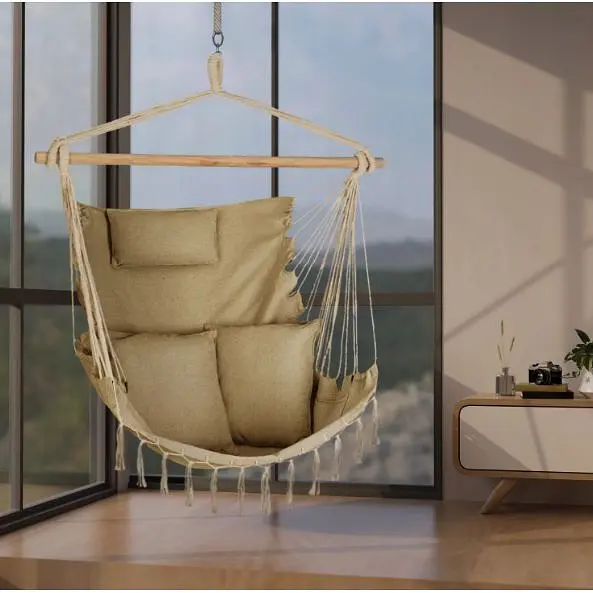 Бразильське крісло - гамак Outtec Boho Sois XXL бежеве - фото 4