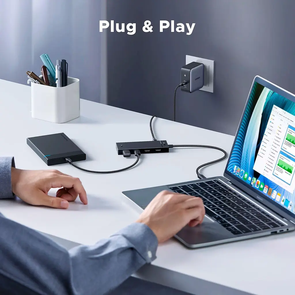 USB-Хаб Ugreen USB-хаб CM806 5-in-1 Port Black (55334) - фото 3