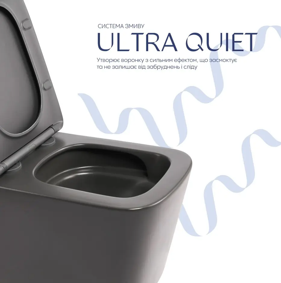 Унітаз підвісний Qtap Tern Ultra Quiet, Anthracite, з сидінням Slim Duroplast / Soft-close / Quick Release QTTER26AN48999 - фото 4