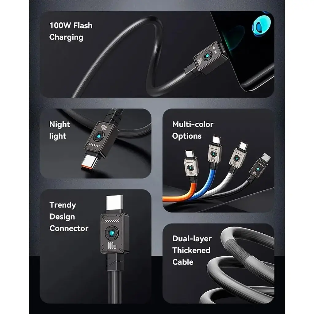 Кабель Usams US-SJ684 USB-C to USB-C 100W 1.2m Orange (SJ684USB04) [153993] - фото 5