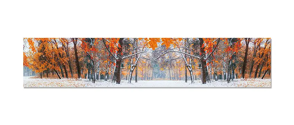 Вініловий кухонний фартух Пізня Осінь наклейка ПВХ сніг дерева Природа Помаранчевий Happy Pocket Z181782 - фото 7