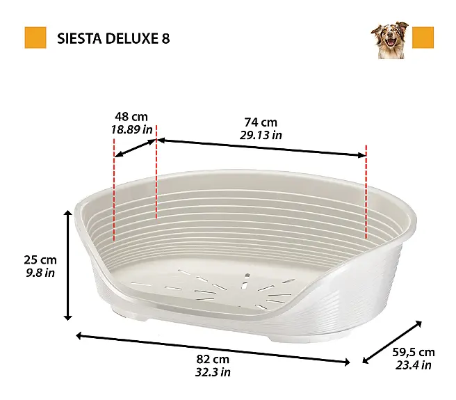 Пластиковий лежак для собак та котів Ferplast Siesta Deluxe 8 сірий 82х59.5х25 см 70208947 - фото 2