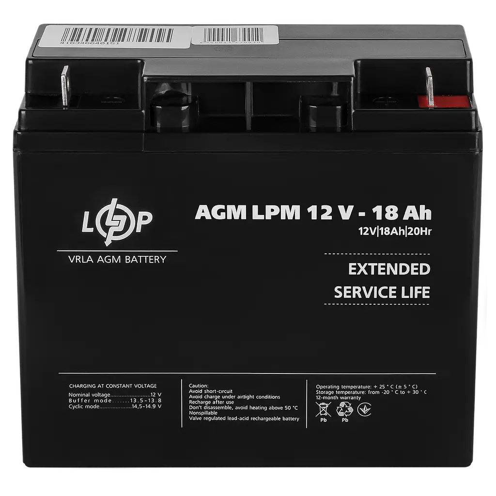 Аккумулятор AGM LPM 12V - 18 Ah - фото 4