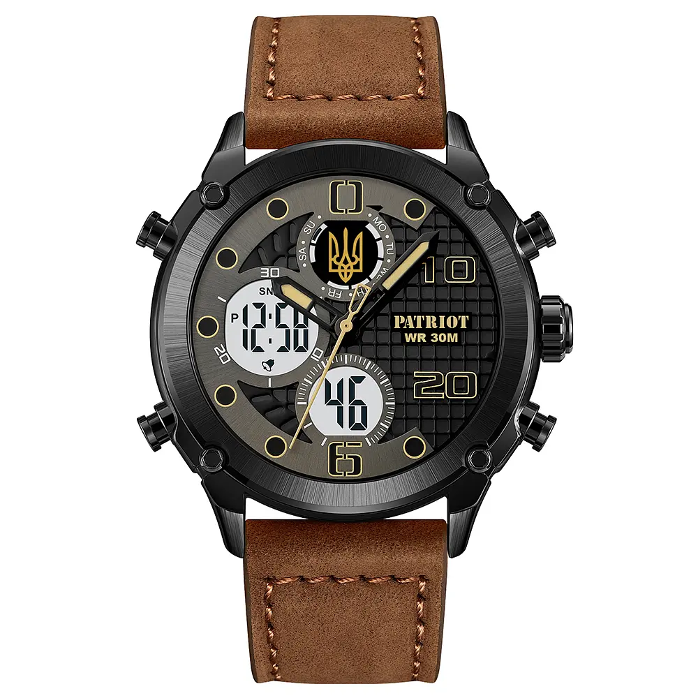 Чоловічий наручний годинник 017BKBR Тризуб золото Black-Brown Patriot acs0030989 - фото 6