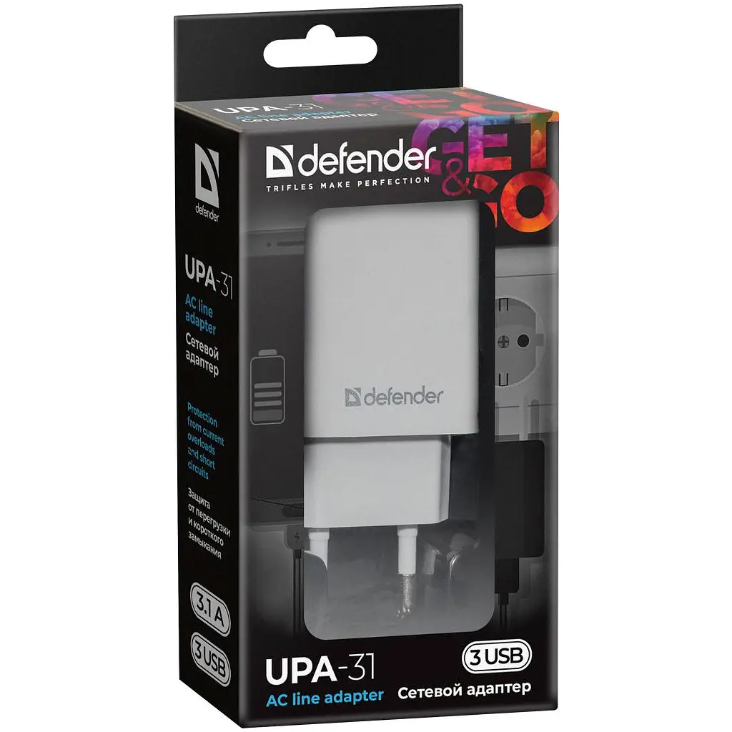 Зарядное устройство для Defender UPA-31 white, 3xUSB, 5V / 3.1A (83587) - фото 4