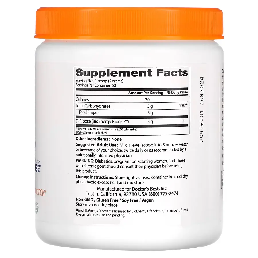 Натуральная добавка Doctor's Best Pure D-Ribose Powder, 250 грамм - фото 2