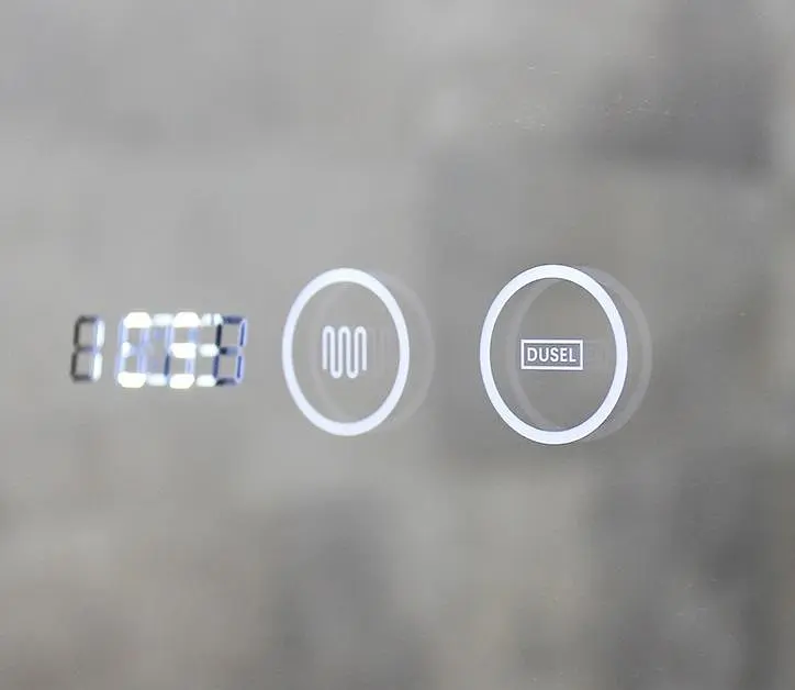 Дзеркало Dusel Led DE-M0065D Black 80x65 см сенсорне включення + підігрів годинник/темп, Чорний - фото 5