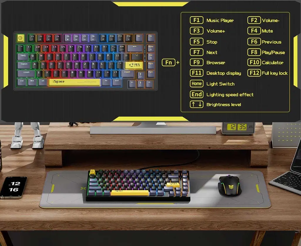 Клавіатура Onikuma ігрова M-52 з RGB підсвіткою бездротова геймерська Bluetooth для ПК і Mac - фото 6