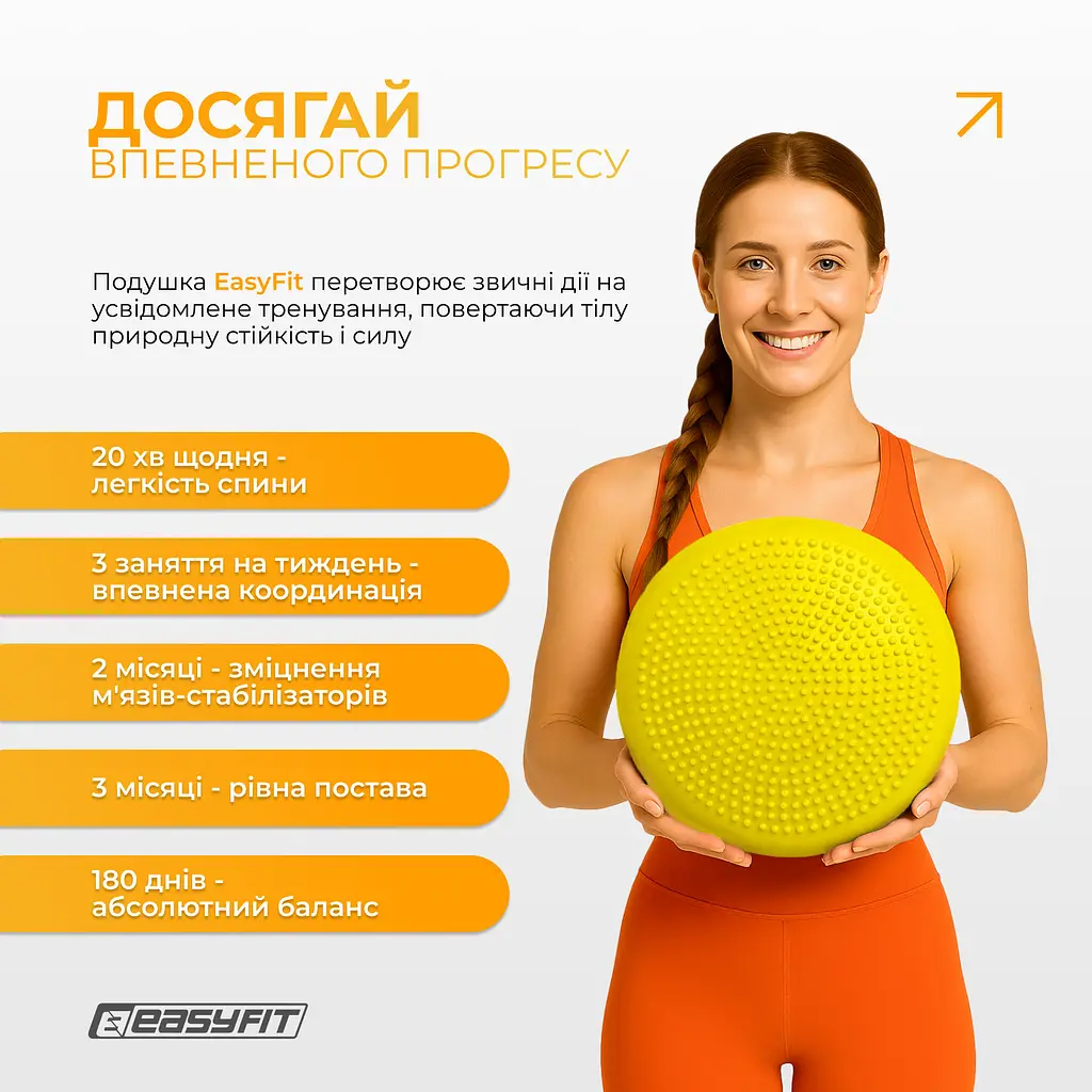 Балансувальна масажна подушка EasyFit жовта - фото 9