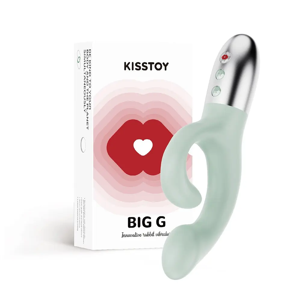 Вібратор-кролик для точки G KISTOY Big G Green, вигнутий відросток, автоматичний підігрів - фото 3