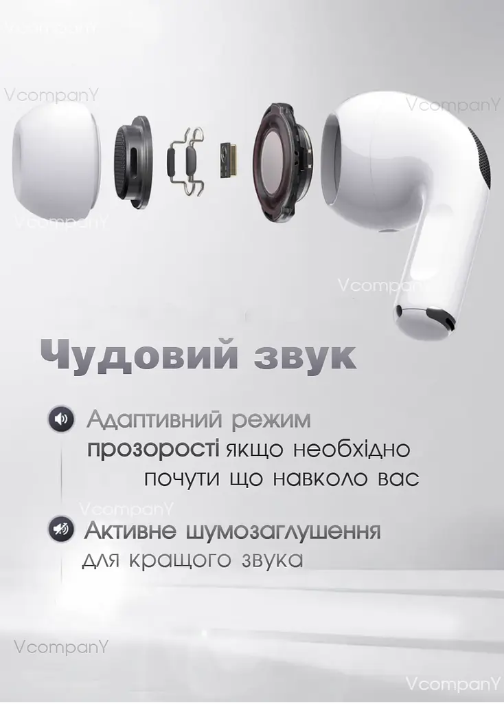 Бездротові навушники SmartX Pro Luxury Bluetooth навушники з детектором вуха, наушникі блютуз TWS White
 - фото 5