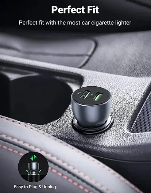 Зарядний адаптер для авто UGREEN CD213 2 порти C + U 52.5W сірий - фото 7