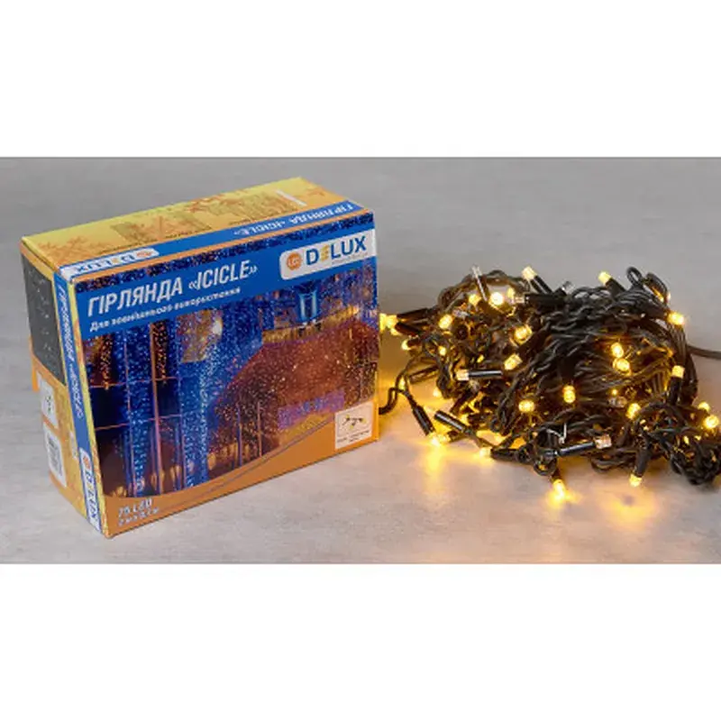Гірлянда Delux ICICLE 75 LED 2 x 0.7 м IP44 EN Жовтий/чорний (90016591) - фото 2