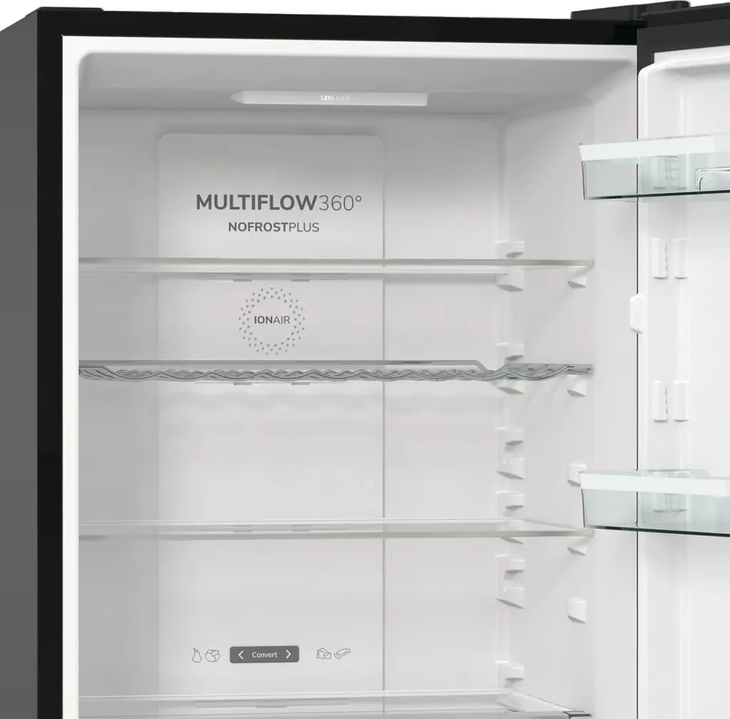 Холодильник Gorenje 185х60х60см 2 двері 204(96) л А++ NoFrost+ LED дисплей чорний (NRK6192ABK4) - фото 4