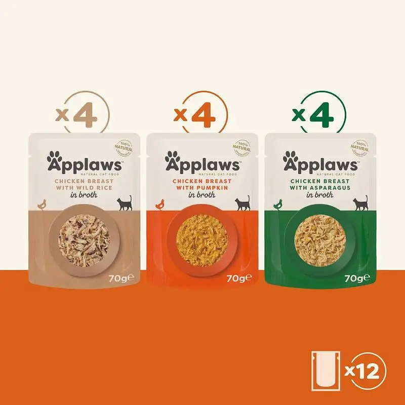 Набір павучів для котів Applaws Chicken Selection in Broth 12 х 70 г - фото 2