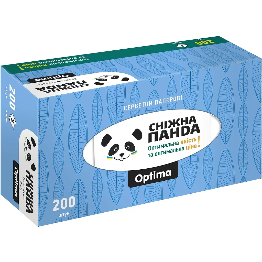 Паперові серветки Сніжна Панда Optima двошарові в асортименті 400 шт. (2 уп. х 200 шт.) - фото 4