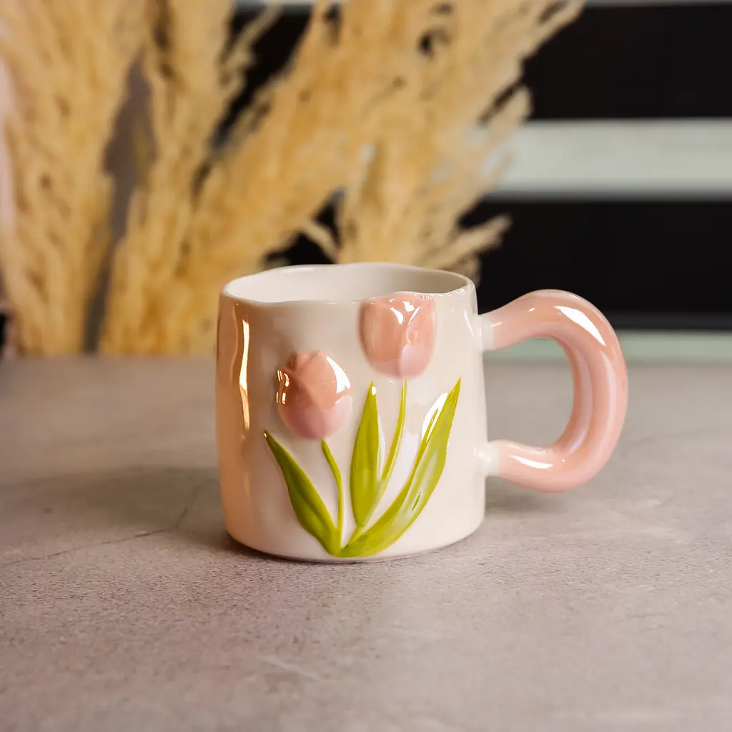 Чашка порцелянова Yiwu Тюльпан 400 мл рожевий Yiwu FM-40A - фото 2