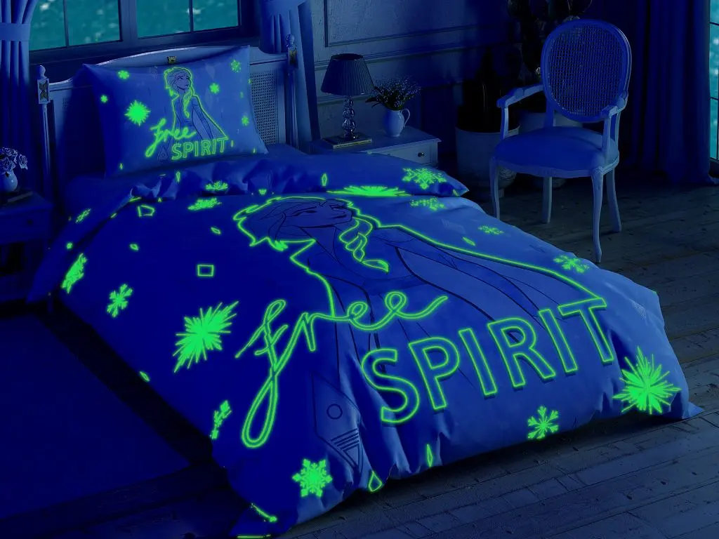 Комплект постільної білизни TAC Disney Frozen 2 Free Spirit+світить Полуторний Різнокольоровий 000229604 - фото 2