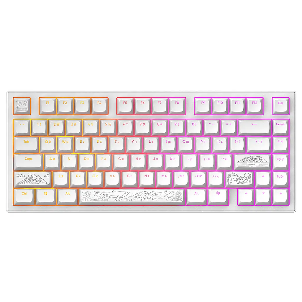 Клавіатура Dark Project ALU81 Terra Nostra PBT RGB Mech G3MS Moonstone White (DPKB_NOSTRA_81_ANSI_WHITE_UA) - фото 2