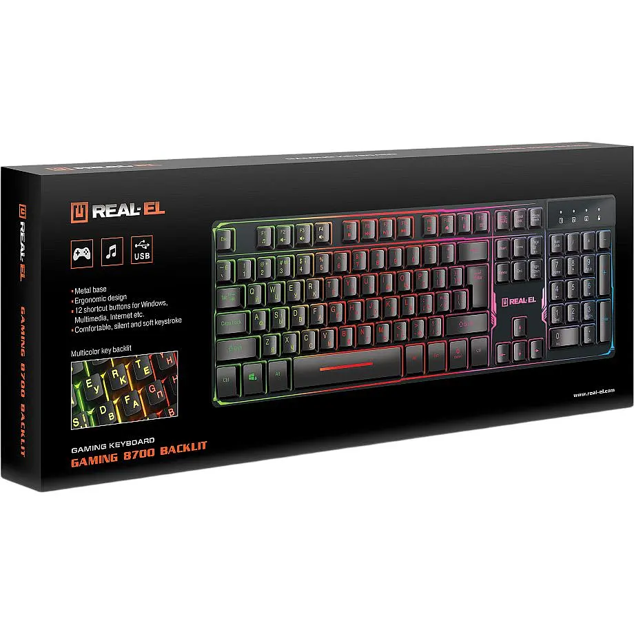 Клавіатура REAL-EL Gaming 8700 Backlit Black (EL123100015) [128762] - фото 11