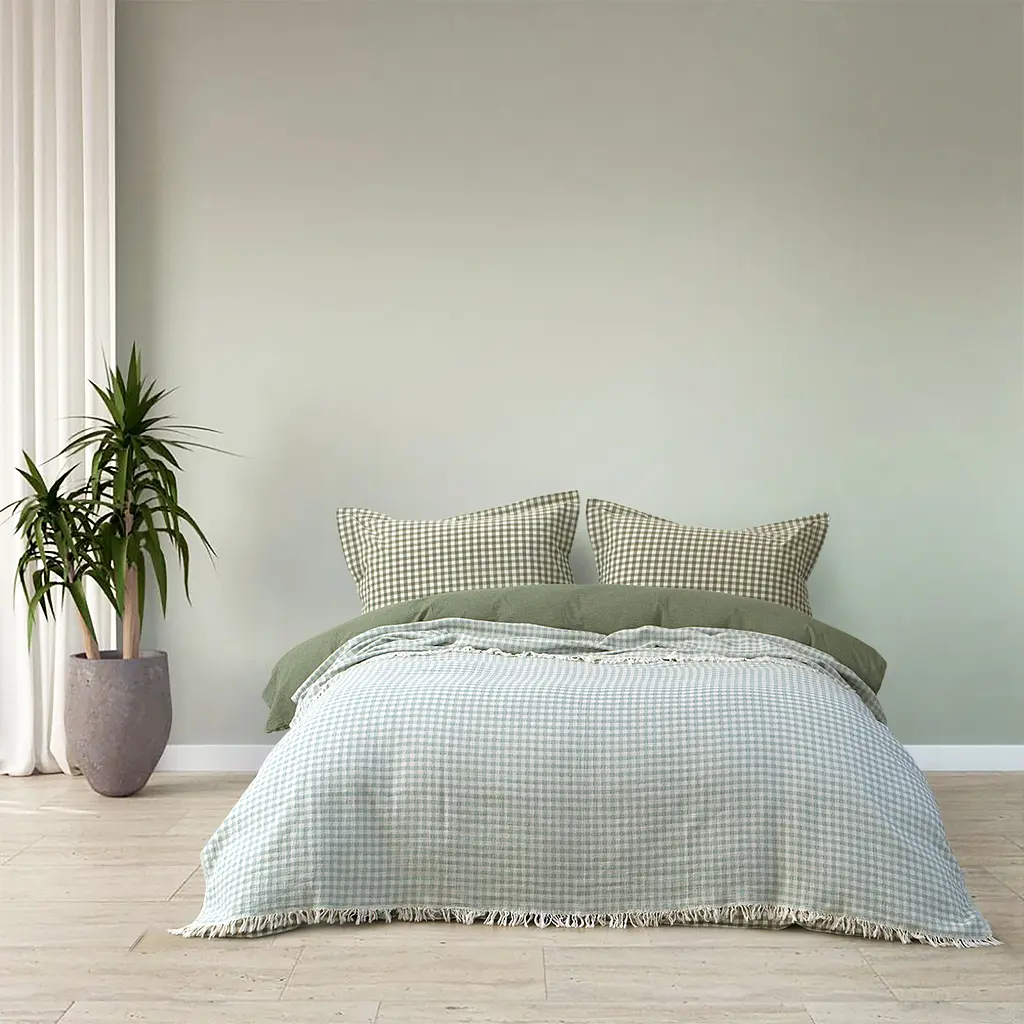 Покрывало Lotus Home - Checked Gingham зеленый 190x225 - фото 2