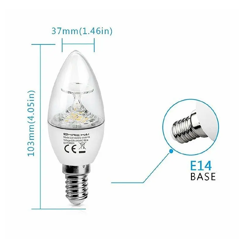 Светодиодные лампы SHINE HAI SES E14, эквивалент светодиодных ламп-свечей 40 Вт, малый Эдисон - фото 2