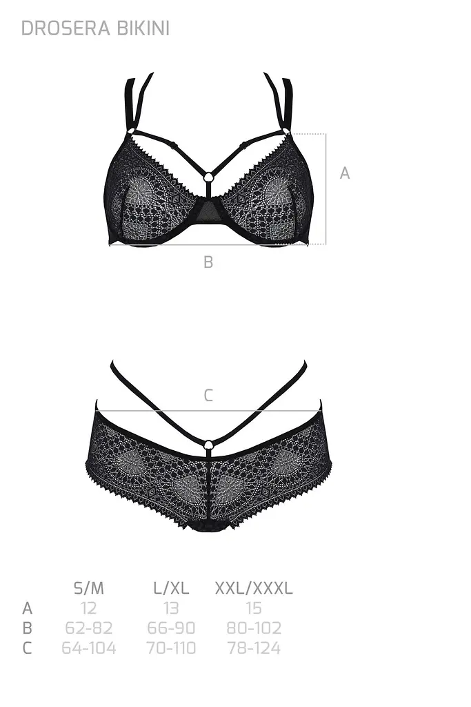 Комплект Passion DROSERA BIKINI black, S/M, бюстгальтер і трусики-кюлоти - фото 5