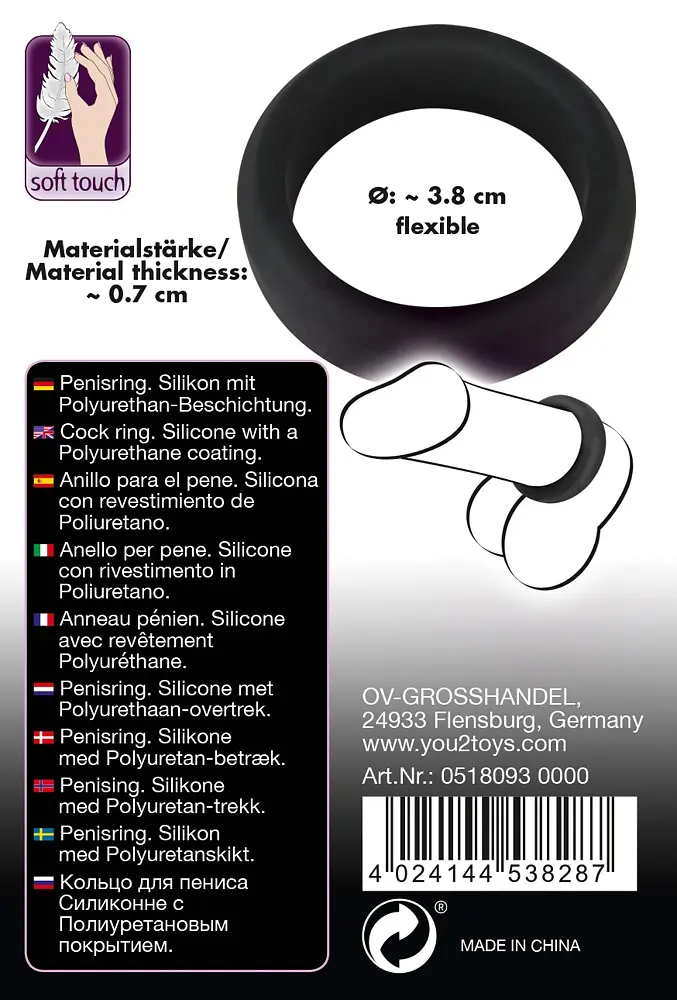 Ерекційне кільце Black Velvets Cock Ring 3.8 см чорний - фото 11