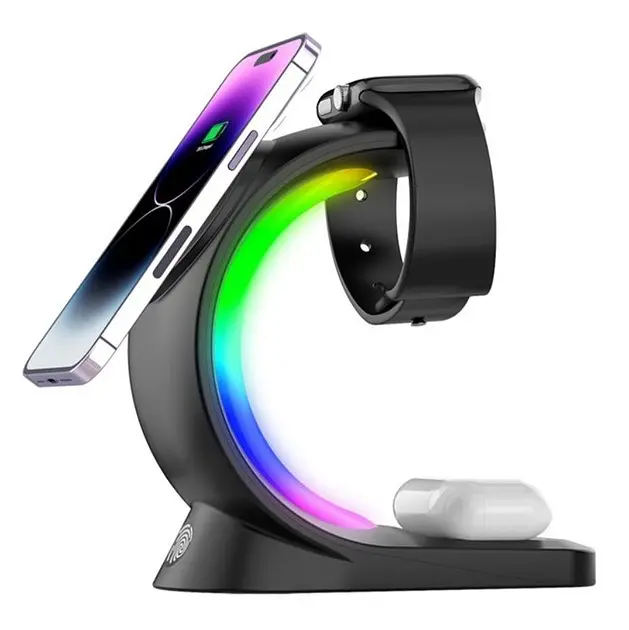 Беспроводная док-станция 3-в-1 T17 MagSafe RGB черный - фото 2