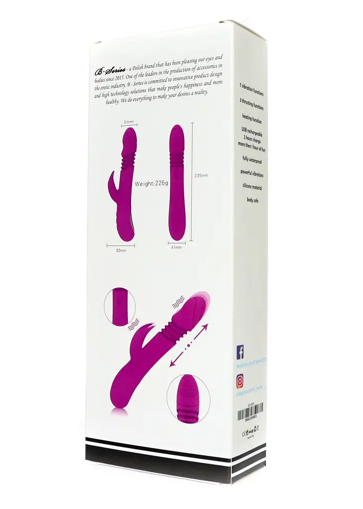 Вібратор-кролик B - Series Power Ella, 23.5 см (фуксія) - фото 10