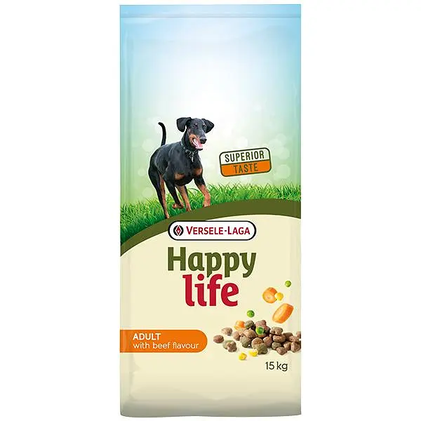 Сухий преміум корм Happy Life Adult with Beef flavouring Хеппі Лайф Яловичина для собак всіх порід 15 кг (311042)