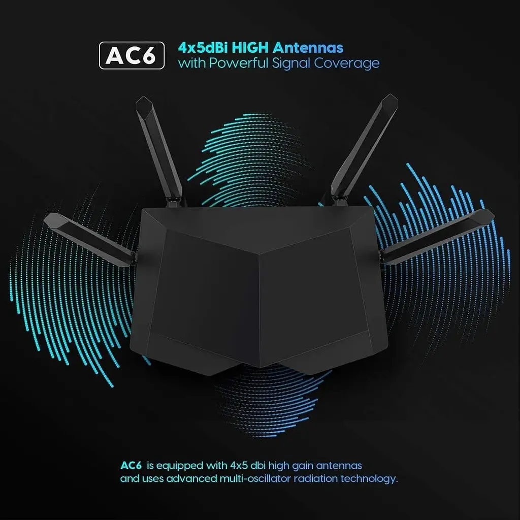 Роутер Tenda AC6 AC1200 Black 802.11ac (AC6) - фото 5