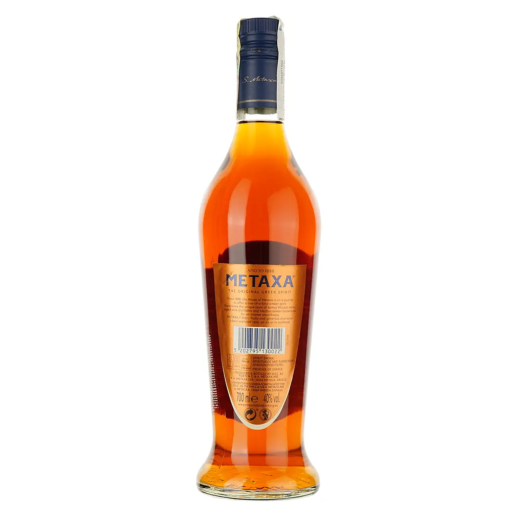 Набір Алкогольний напій Metaxa 7 зірок 38% 0.7 л + келих в подарунковій коробці - фото 4