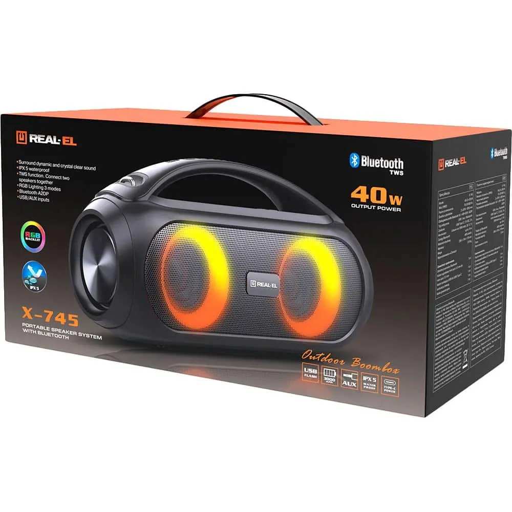Портативна акустика Real-EL X-745 Black (X-745 Black) - фото 10