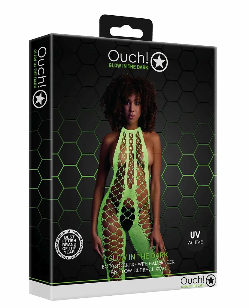 Бодістокінг Ouch! Bodystocking With Halterneck Green, XS/XL - фото 4