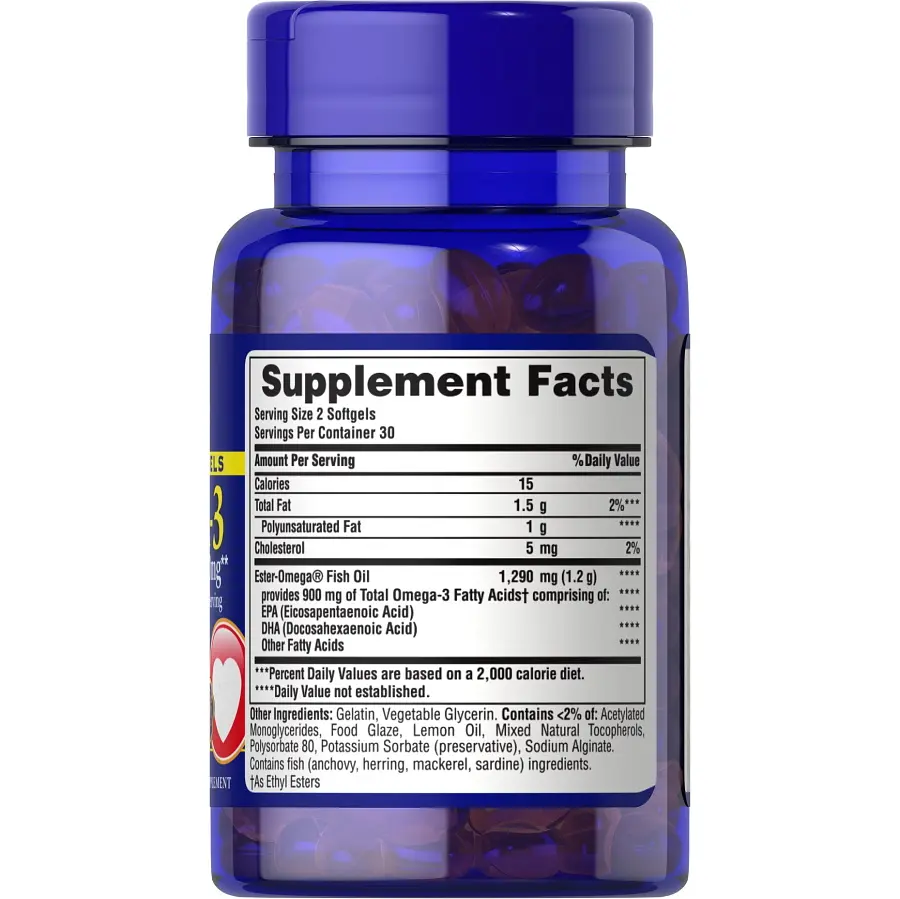 Жирные кислоты Puritan's Pride Omega 3 Fish Oil 1290 mg, 60 мини капсул - фото 2