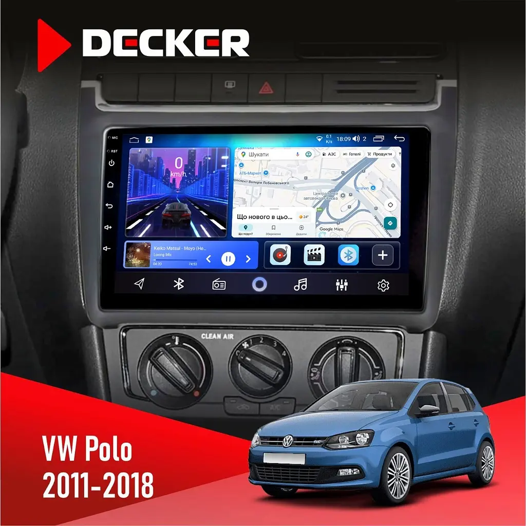 Штатна магнітола Volkswagen Polo 2011-2018 Decker D9-006 4x64, 4G Decker (НФ-00003897)