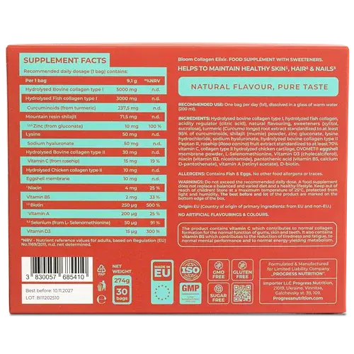 Колагеновий еліксир Progress Nutrition Bloom Collagen Ананас 30 порцій Без цукру Без глютену - фото 3