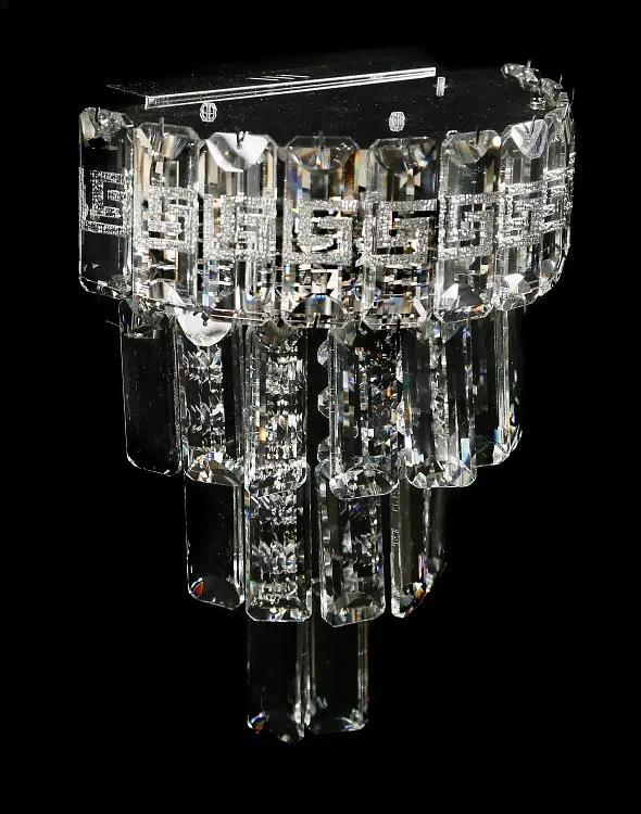 Хромоване настінне бра з кришталевим декором Splendid Ray B2211/2W+LED (CR), 30 см на 2 лампи E14 з LED-підсвічуванням - фото 2