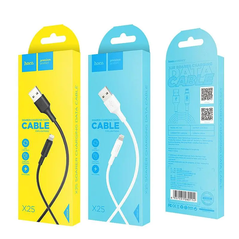 Кабель Hoco X25 USB to Lightning for iPhone 1 м черный - фото 3