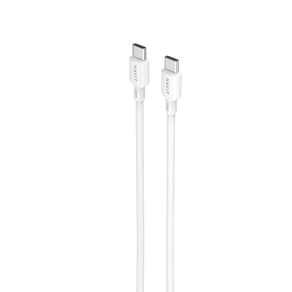 Кабель USB-C - USB-C Havit CBX310 PD60W 3A 2 м білий (HV-CBX310-WH) - фото 2